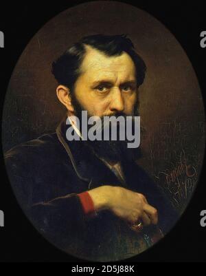 Perov Vasily - Self Portrait 2 - Russian School - 19th  Century Stock Photo