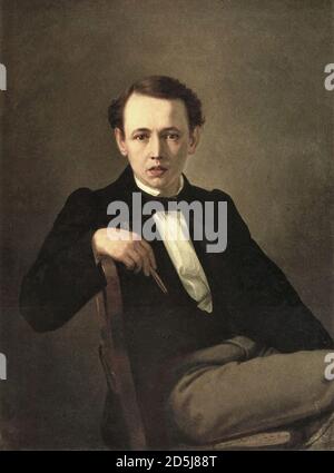 Perov Vasily - Self Portrait 1 - Russian School - 19th  Century Stock Photo