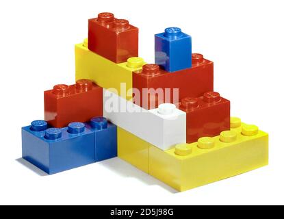 Colorful Lego structure photographed on a white background Stock Photo