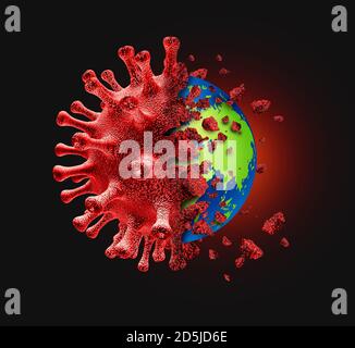 World virus recovery and global vaccine for the flu or coronavirus as the medical international community fighting contagious cells as a symbol. Stock Photo
