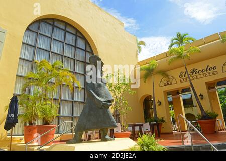 Historic building and Restaurant El Picoteo at Hotel El Convento on Calle de Cristo in Old San Juan, Puerto Rico. Stock Photo