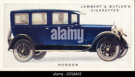 illustration of retro car Hudson. Lambert and Butler's cigarettes. 1920s Stock Photo