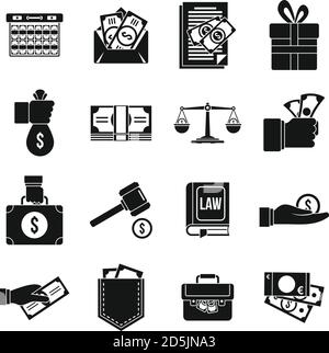 Money bribery icons set. Simple set of money bribery vector icons for web design on white background Stock Vector