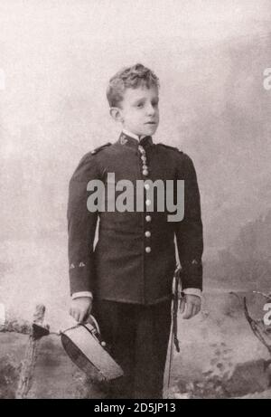 Retor photo of young Alphonse XIII of Spain. Alfonso XIII (1886 – 1941), also known as El Africano or the African, was King of Spain from 1886 until t