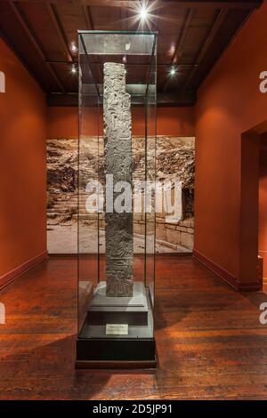 The tello obelisk, Chavin, formative period gallery, 'National Museum of Archaeology, Anthropology and History of Peru', Lima, Peru, South America Stock Photo