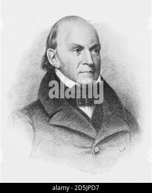 Portrait of president John Quincy Adams. John Quincy Adams (1767 – 1848) was an American statesman, diplomat, lawyer, and diarist who served as the si Stock Photo