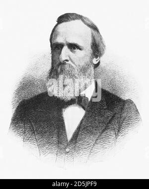 Portrait of president Rutherford Birchard Hayes.  Rutherford Birchard Hayes (1822 – 1893) was the 19th president of the United States from 1877 to 188 Stock Photo