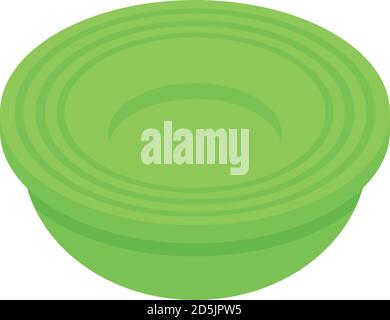 Green soup plate icon, isometric style Stock Vector