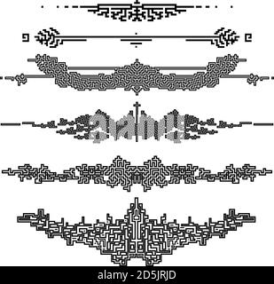 Set of editable vector embroidery stitched text break elements Stock Vector