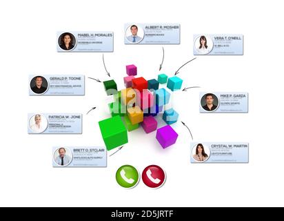 Video call taking place  in an colorful abstract cubic background Stock Photo