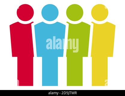 EPS 10 vector file for business info graphic designs, team work concept with four colored businessmen in a row Stock Vector