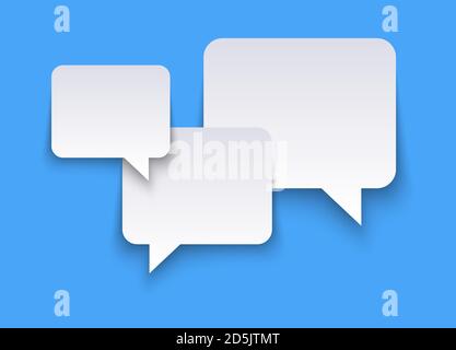 EPS vector illustration of white speech bubbles with shadows on blue colored background and free space for text Stock Vector