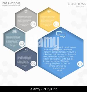 EPS 10 vector file for business info graphic template designs, team work concepts and data information with five process options Stock Vector