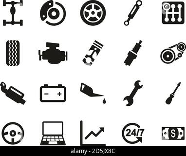 Car Mechanic Black & White Set Big Stock Vector