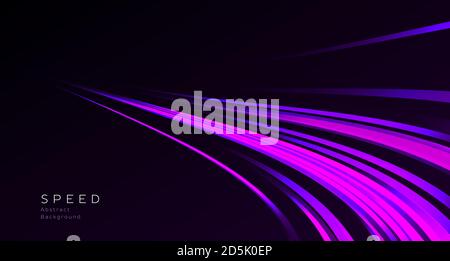 Abstract composition with track made of blue and purple lights in motion. dynamic graphic element Stock Vector
