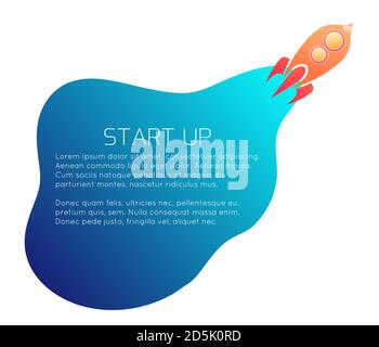 Startup project. Successful start of your business. Color gradient card with rocket and smoke with place for text. Vector template for banner, card, s Stock Vector
