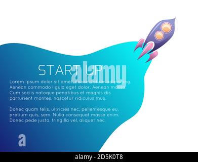 Startup. Successful start of your business. Color gradient illustration of rocket and smoke with place for text. Vector template for banners, cards, s Stock Vector