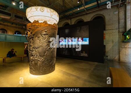 Dublin, Ireland - 09 November 2015: Interior of Guinness store in Dublin. Monument to a mug of Guinness. Guinness Storehouse is a tourist attraction a Stock Photo