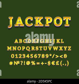 Jackpot header vintage 3d vector alphabet set Stock Vector