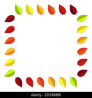 Autumnal frame with leaves and text space. Fall background design with copy-space. Colorful leaf square illustration for thanksgiving backdrop or bann Stock Vector