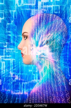 humanoid head artificial intelligence concept Stock Photo