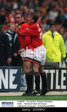 11-MAY-96 ... F.A. Cup Final - Liverpool v Manchester United ...  Manchester United's Eric Cantona celebrates the winning goal Stock Photo