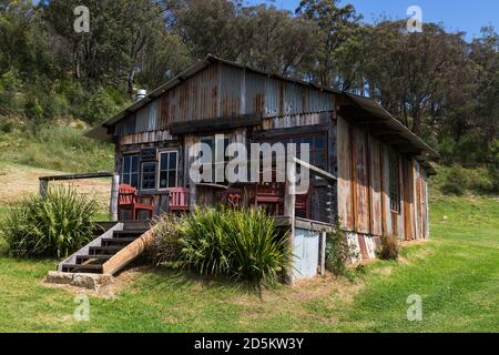 Old houses and buildings in the historic town of Laguna, a locality in the city of Cessnock, in the Hunter Region of New South Wales, Australia. Stock Photo