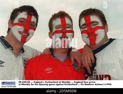 08-JUN-96 ... England v Switzerland at Wembley ... England fans arrive at Wembley for the Opening game against Switzerland Stock Photo