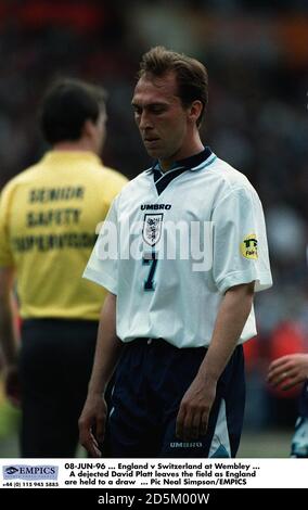 08-JUN-96 ... England v Switzerland at Wembley ...  A dejected David Platt leaves the field as England are held to a draw Stock Photo