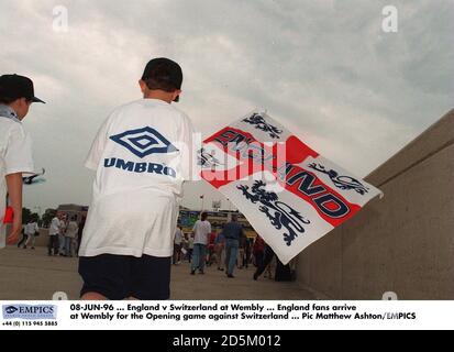 08-JUN-96 ... England v Switzerland at Wembley ... England fans arrive at Wembley for the Opening game against Switzerland Stock Photo