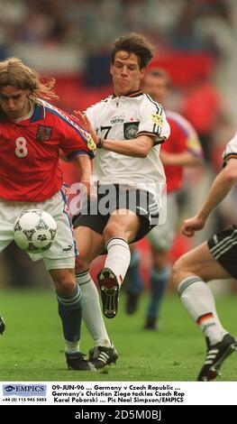 09-JUN-96, Germany v Czech Republic, Referee David Elleray books ...