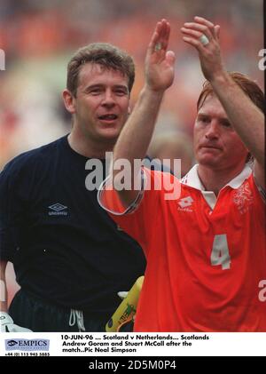 10-JUN-96 ... Scotland v Netherlands.  Scotlands Andrew Goram and Stuart McCall after the match Stock Photo
