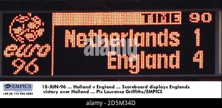 18-JUN-96 ...  Holland v England ... Scoreboard displays Englands victory over Holland