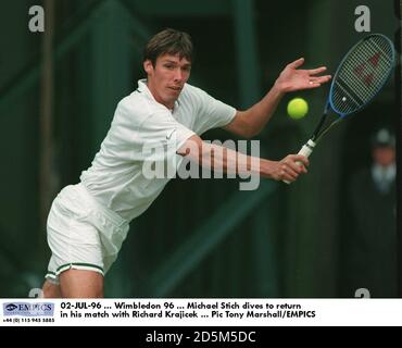 02-JUL-96 ... Wimbledon 96 ... Michael Stich dives to return in his match with Richard Krajicek Stock Photo