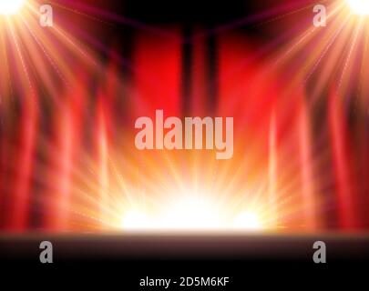 Realistic theatre stage with spotlights in 3d illustration, Stage to display a product for advertisement Stock Vector