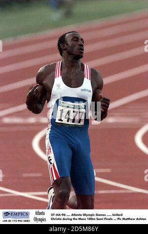 27-JUL-96 .... Atlanta Olympic Games ..... Linford Christie during the Mens 100m Semi Finals Stock Photo