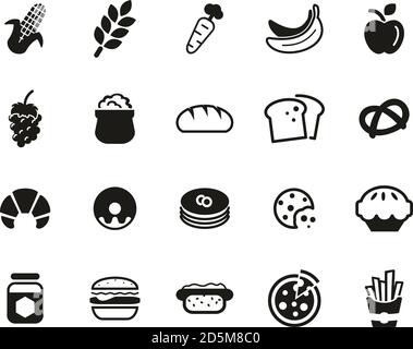 Carbohydrate Food Icons Black & White Set Big Stock Vector Image & Art ...