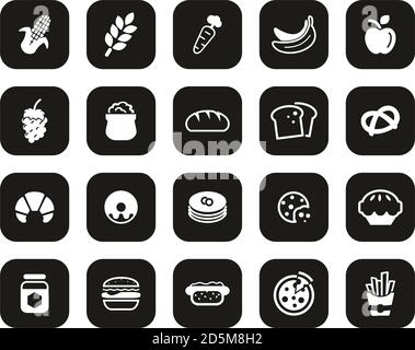 Carbohydrate Food Icons White On Black Flat Design Set Big Stock Vector