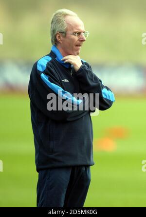 England's manager Sven Goran Eriksson  during today's training session Stock Photo