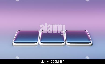 3D illustration of blue and pink square tiles with glossy shiny surface, minimalistic design, futuristic technology concept, cgi rendering Stock Photo