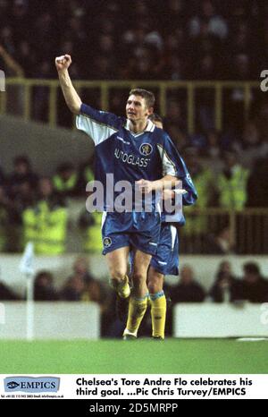 Chelsea's Tore Andre Flo celebrates his third goal Stock Photo