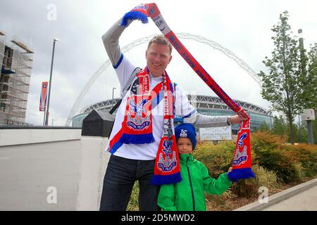 Crystal Palace fans on Wembley Way ahead of the match. Stock Photo