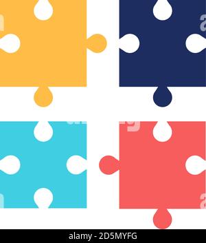 Vector of 4 puzzles of different colors. Colored elements. Stock Vector