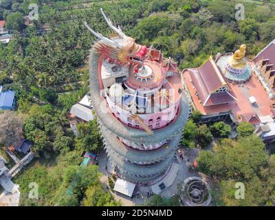 Aerial view of Wat Samphran Dragon Temple in the Sam Phran District in Nakhon Pathom province near Bangkok, Thailand. Stock Photo