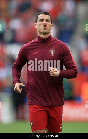 Portugal's Cristiano Ronaldo during the warm-up Stock Photo