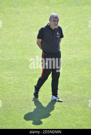 Portugal manager Fernando Santos during a training session in Marcoussis, Paris. Stock Photo