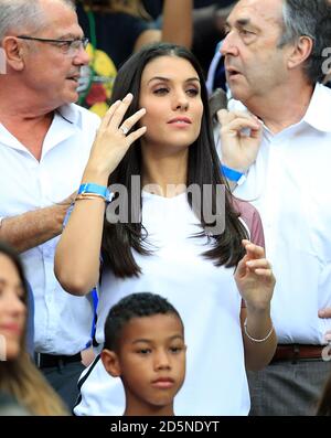 Ludivine Sagna, wife of France's Bacary Sagna in the stands before the game. Stock Photo