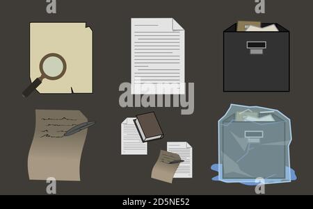 Office and Research Icon pack with Archive Stock Vector