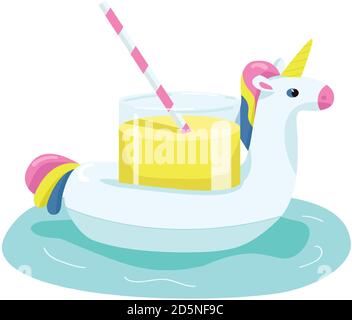Inflatable unicorn cartoon vector illustration Stock Vector
