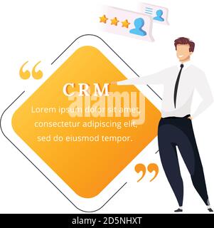 CRM flat color vector character quote Stock Vector